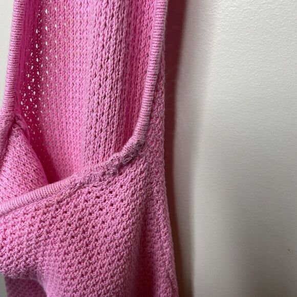 VICTOR GLEMAUD Knit Cutout Midi Dress Women XS Bubblegum Pink 100% Cotton - Picture 13 of 15